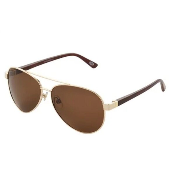 NWT Foster Grant Revlon Aviator Sunglasses Gold Brown 117374 - Picture 2 of 2